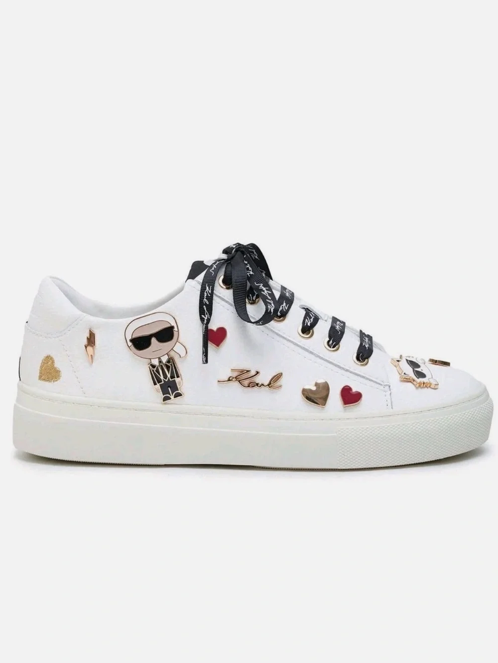 Karl Lagerfeld Sneakers Size 38.5 White Leather K Ikonik Charm Shoes - Picture 2 of 14
